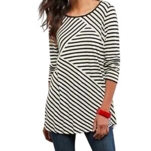 Soft Surroundings Womens Black And White Stripe Calma Tee Tunic Size Small